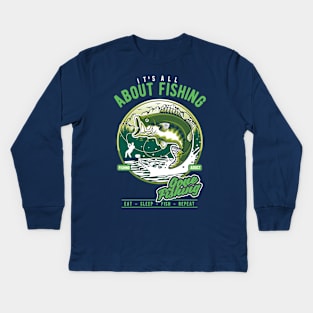 all i think about is fishing Kids Long Sleeve T-Shirt